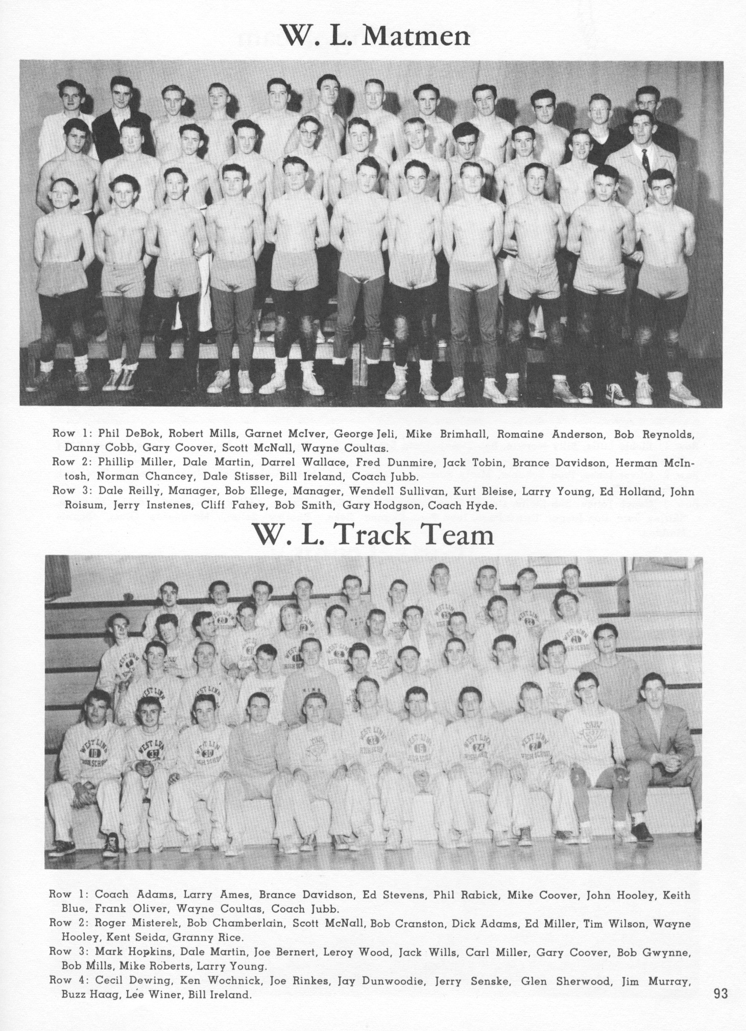 1955 wrestling and track team 